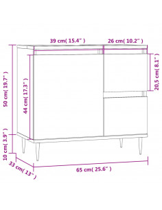 Armadietto Bagno Rovere Fumo 65x33x60 cm in Legno Multistrato