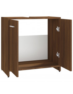 Armadietto Bagno Rovere Marrone 60x33x60cm Legno Ingegnerizzato