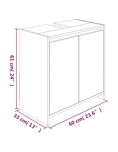 Armadietto Bagno Rovere Marrone 60x33x61cm Legno Ingegnerizzato