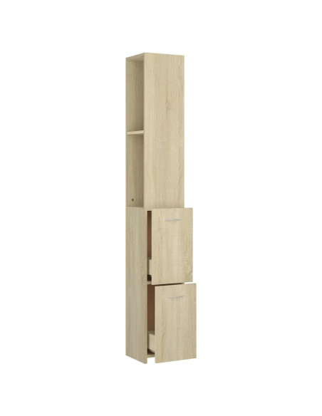 Armadietto Bagno Rovere Sonoma 25x26,5x170 cm Legno Multistrato