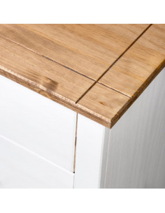 Armadietto Bianco 80x40x73 cm in Legno di Pino Modello Panama