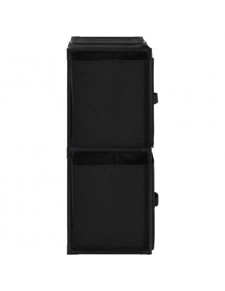 Armadietto con 4 Cesti in Tessuto Nero 63x30x71 cm Acciaio