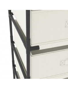 Armadietto con 4 Cestini in Tessuto in Acciaio Crema