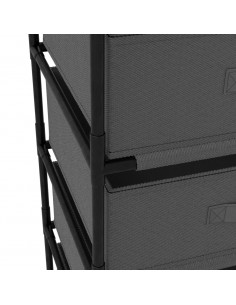 Armadietto con 4 Cestini in Tessuto in Acciaio Grigio