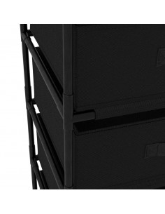 Armadietto con 4 Cestini in Tessuto Nero