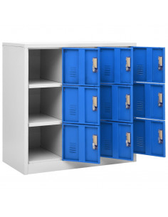 Armadietto con Chiave Grigio Chiaro e Blu 90x45x92,5 cm Acciaio