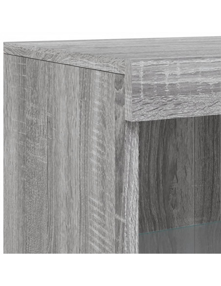 Armadietto con Luci LED Grigio Sonoma in Legno Multistrato