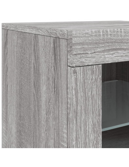 Armadietto con Luci LED Grigio Sonoma in Legno Multistrato