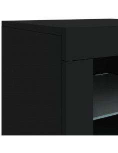 Armadietto con Luci LED Nero in Legno Multistrato