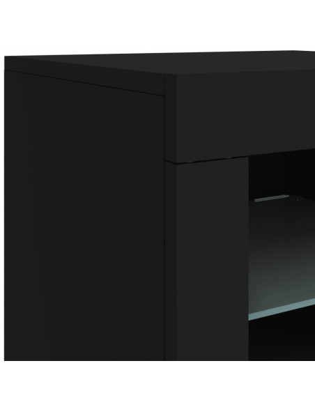 Armadietto con Luci LED Nero in Legno Multistrato