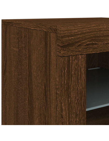 Armadietto con Luci LED Rovere Marrone in Legno Multistrato