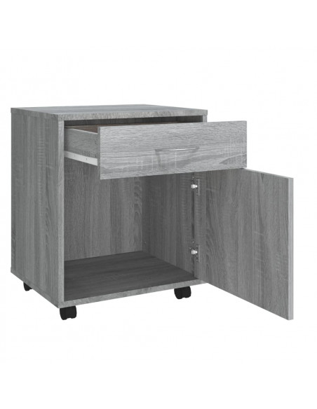 Armadietto con Ruote Grigio Sonoma 45x38x54cm Legno Multistrato