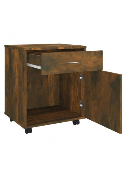 Armadietto con Ruote Rovere Fumo 45x38x54 cm Legno Multistrato