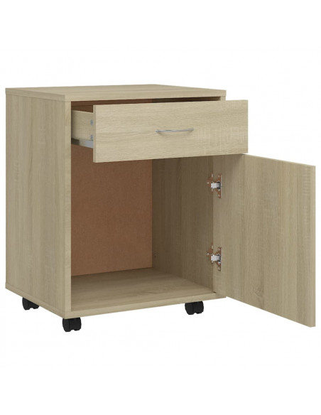 Armadietto con Ruote Rovere Sonoma 45x38x54cm Legno Multistrato