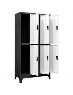 Armadietto con Serratura Antracite e Bianco 90x45x180cm Acciaio