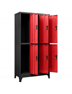 Armadietto con Serratura Antracite e Rosso 90x45x180cm Acciaio