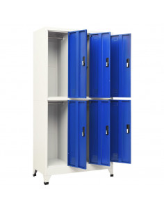 Armadietto con Serratura Grigio e Blu 90x45x180 cm in Acciaio