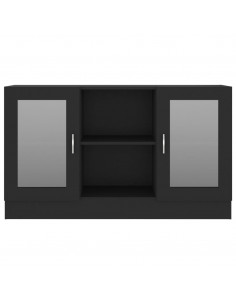 Armadietto con Vetrina Nero 120x30,5x70 cm Legno Multistrato