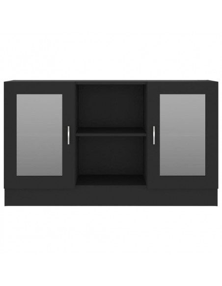 Armadietto con Vetrina Nero 120x30,5x70 cm Legno Multistrato
