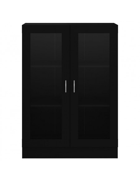 Armadietto con Vetrina Nero 82,5x30,5x115 cm Legno Multistrato