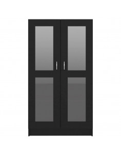 Armadietto con Vetrina Nero 82,5x30,5x150 cm Legno Multistrato