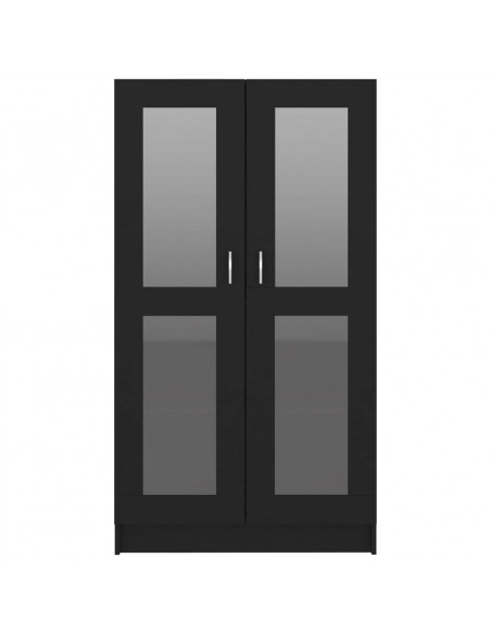 Armadietto con Vetrina Nero 82,5x30,5x150 cm Legno Multistrato