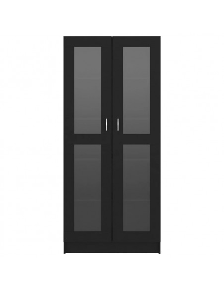 Armadietto con Vetrina Nero 82,5x30,5x185,5cm Legno Multistrato