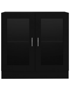 Armadietto con Vetrina Nero 82,5x30,5x80 cm Legno Multistrato