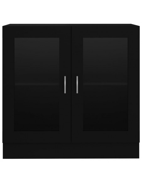 Armadietto con Vetrina Nero 82,5x30,5x80 cm Legno Multistrato