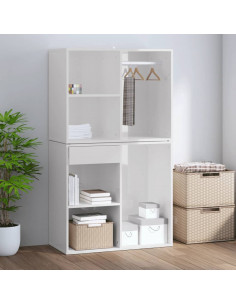 Armadietto Cosmetici Bianco Lucido 80x40x65cm Legno Multistrato