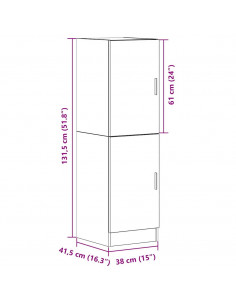 Armadietto Cucina Rovere Artigianale 38x41,5x131,5 cm in Legno