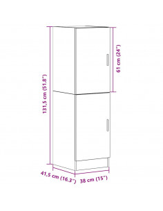 Armadietto Cucina Rovere Fumo 38x41,5x131,5 cm in Legno