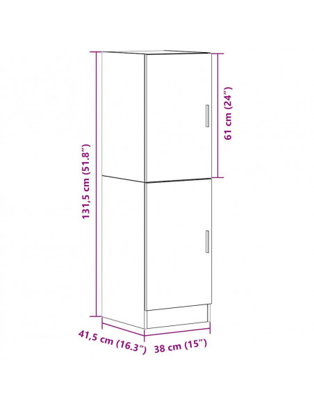 Armadietto Cucina Rovere Fumo 38x41,5x131,5 cm in Legno
