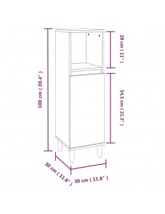 Armadietto da Bagno Bianco 30x30x100 cm in Legno Multistrato