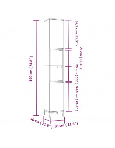 Armadietto da Bagno Bianco 30x30x190 cm in Legno Multistrato