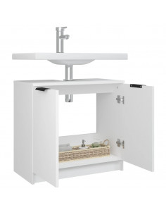 Armadietto da Bagno Bianco 64,5x33,5x59 cm in Legno Multistrato