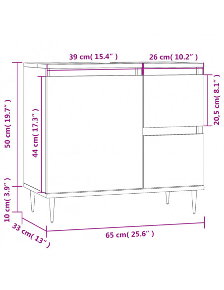 Armadietto da Bagno Bianco 65x33x60 cm in Legno Multistrato