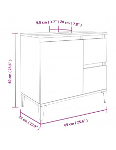 Armadietto da Bagno Bianco 65x33x60 cm in Legno Multistrato