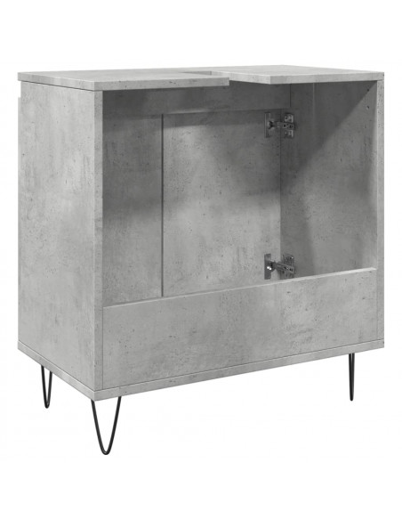 Armadietto da Bagno Grigio Cemento 58x33x60cm Legno Multistrato