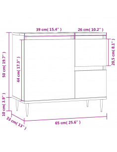 Armadietto da Bagno Grigio Cemento 65x33x60cm Legno Multistrato