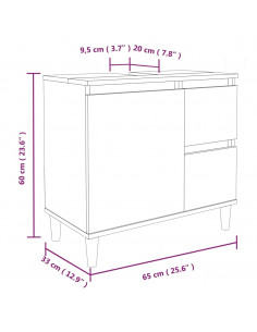 Armadietto da Bagno Grigio Cemento 65x33x60cm Legno Multistrato