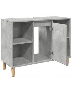Armadietto da Bagno Grigio Cemento 80x33x60cm Legno Multistrato
