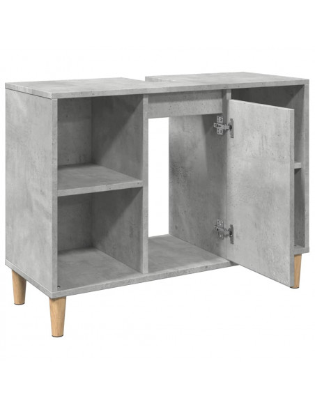 Armadietto da Bagno Grigio Cemento 80x33x60cm Legno Multistrato