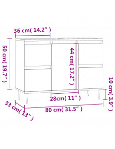 Armadietto da Bagno Grigio Cemento 80x33x60cm Legno Multistrato