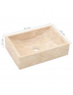 Armadietto da Bagno in Legno di Teak con Lavabo in Marmo Crema