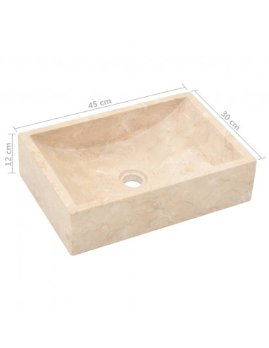 Armadietto da Bagno in Legno di Teak con Lavabo in Marmo Crema