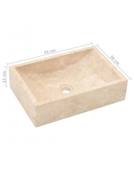 Armadietto da Bagno in Legno di Teak con Lavabo in Marmo Crema