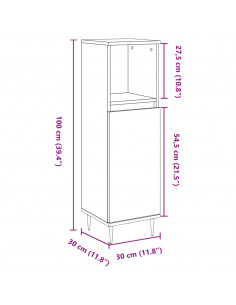 Armadietto da Bagno Legno Antico 30x30x100 cm in Truciolato