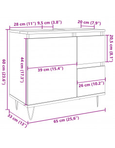 Armadietto da Bagno Legno Antico 65x33x60 cm in Truciolato