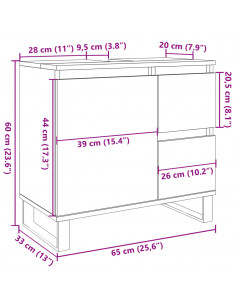 Armadietto da Bagno Legno Antico 65x33x60 cm in Truciolato